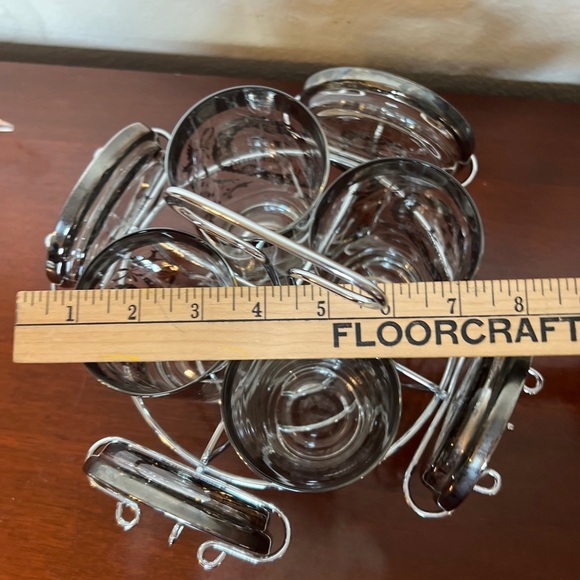 Vintage 25th Anniversay Silver Tone Tumbler & Coasters Set & Caddy 9 Piece Set - Picture 14 of 16